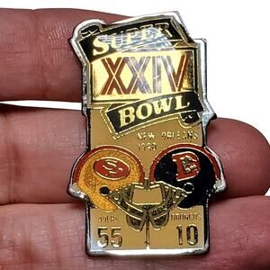 San Francisco 49ers Denver Broncos Super Bowl XXIV 24 Lapel Pin NFL Football